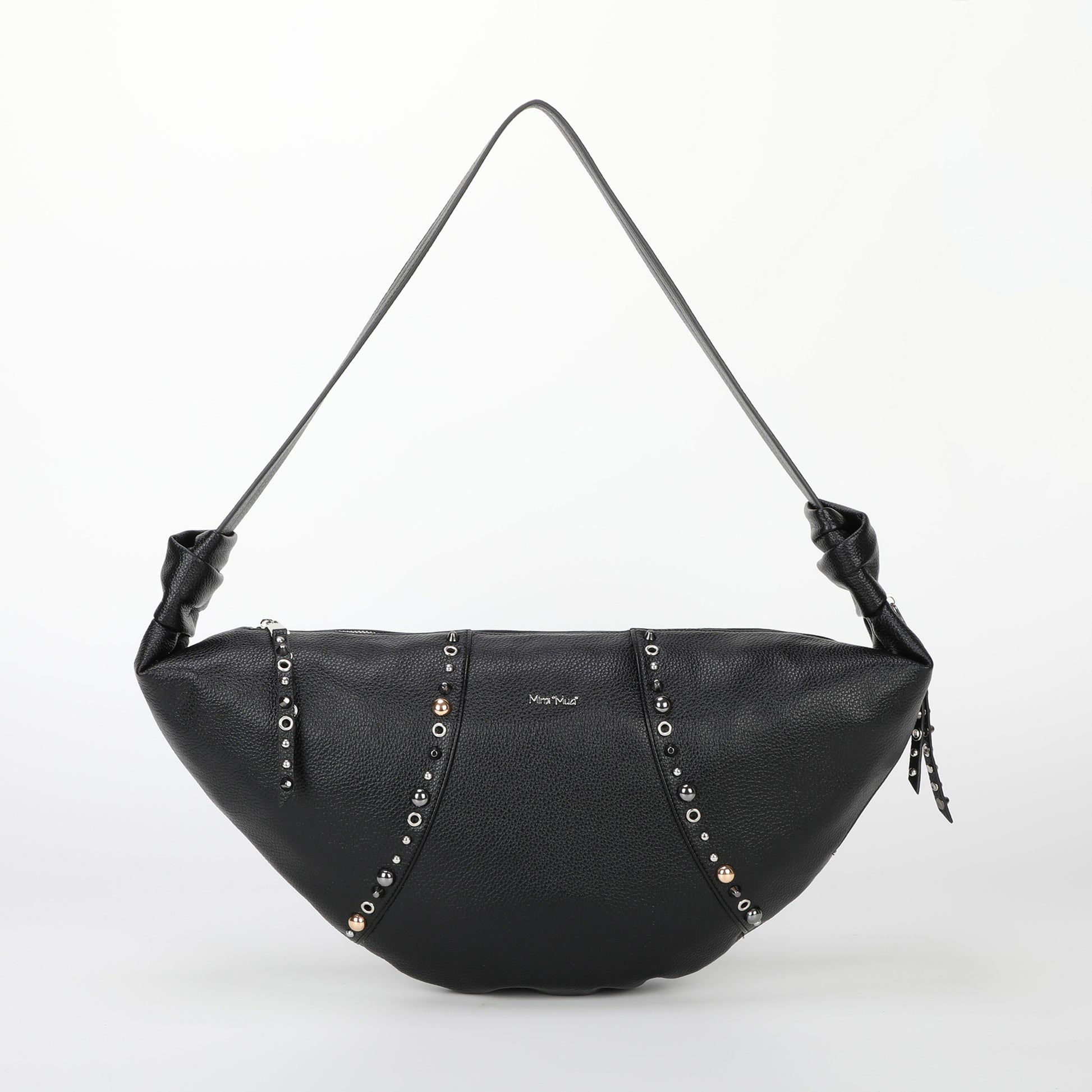 BORSA A TRACOLLA MEZZALUNA CON BORCHIE
