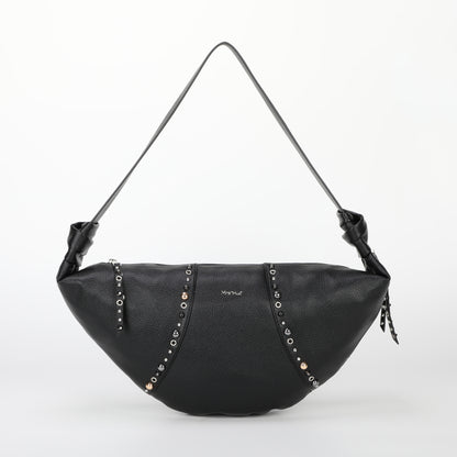 BORSA A TRACOLLA MEZZALUNA CON BORCHIE