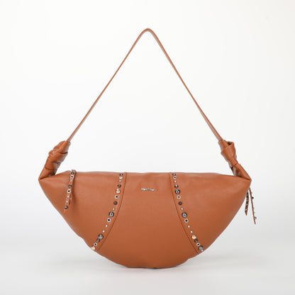 BORSA A TRACOLLA MEZZALUNA CON BORCHIE