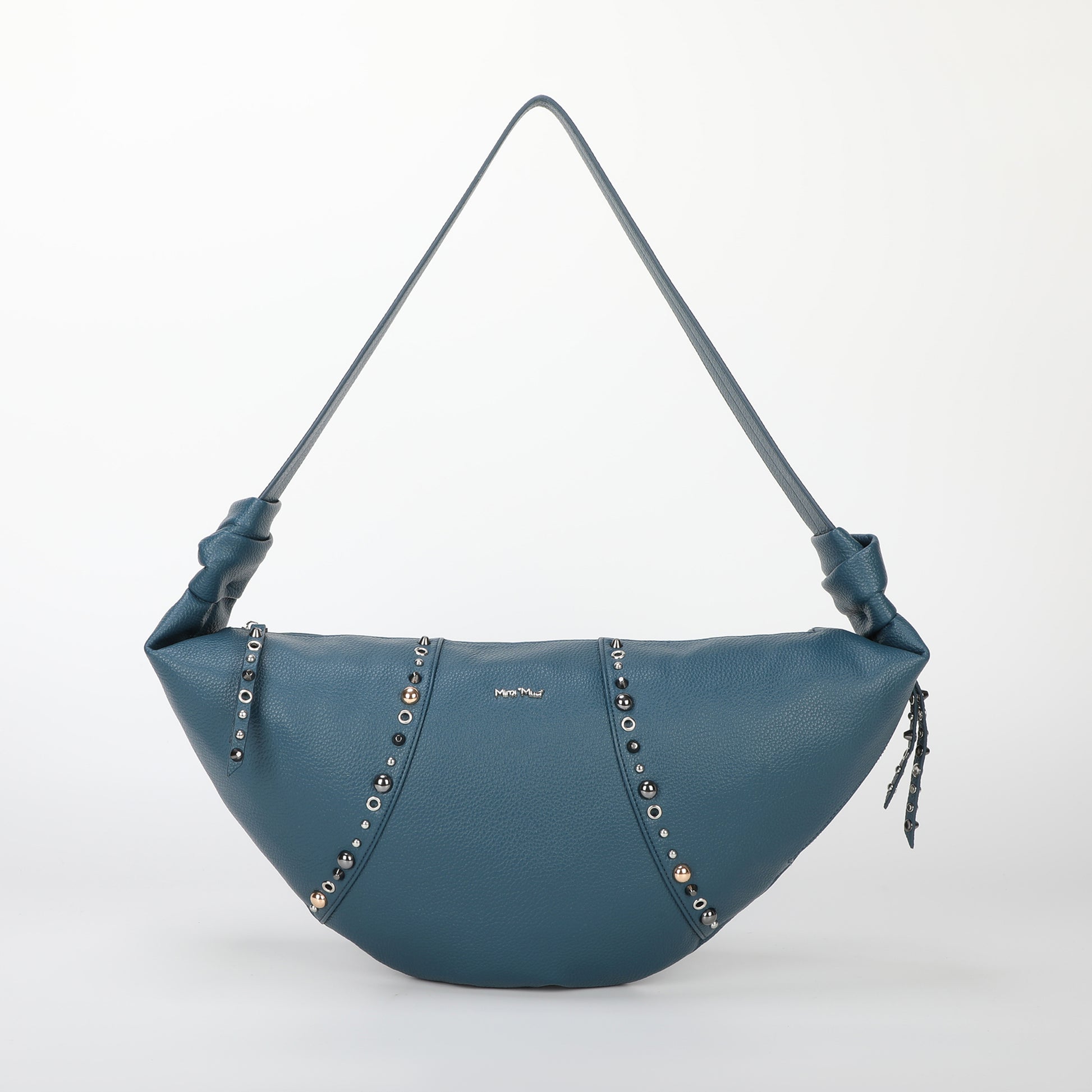 BORSA A TRACOLLA MEZZALUNA CON BORCHIE