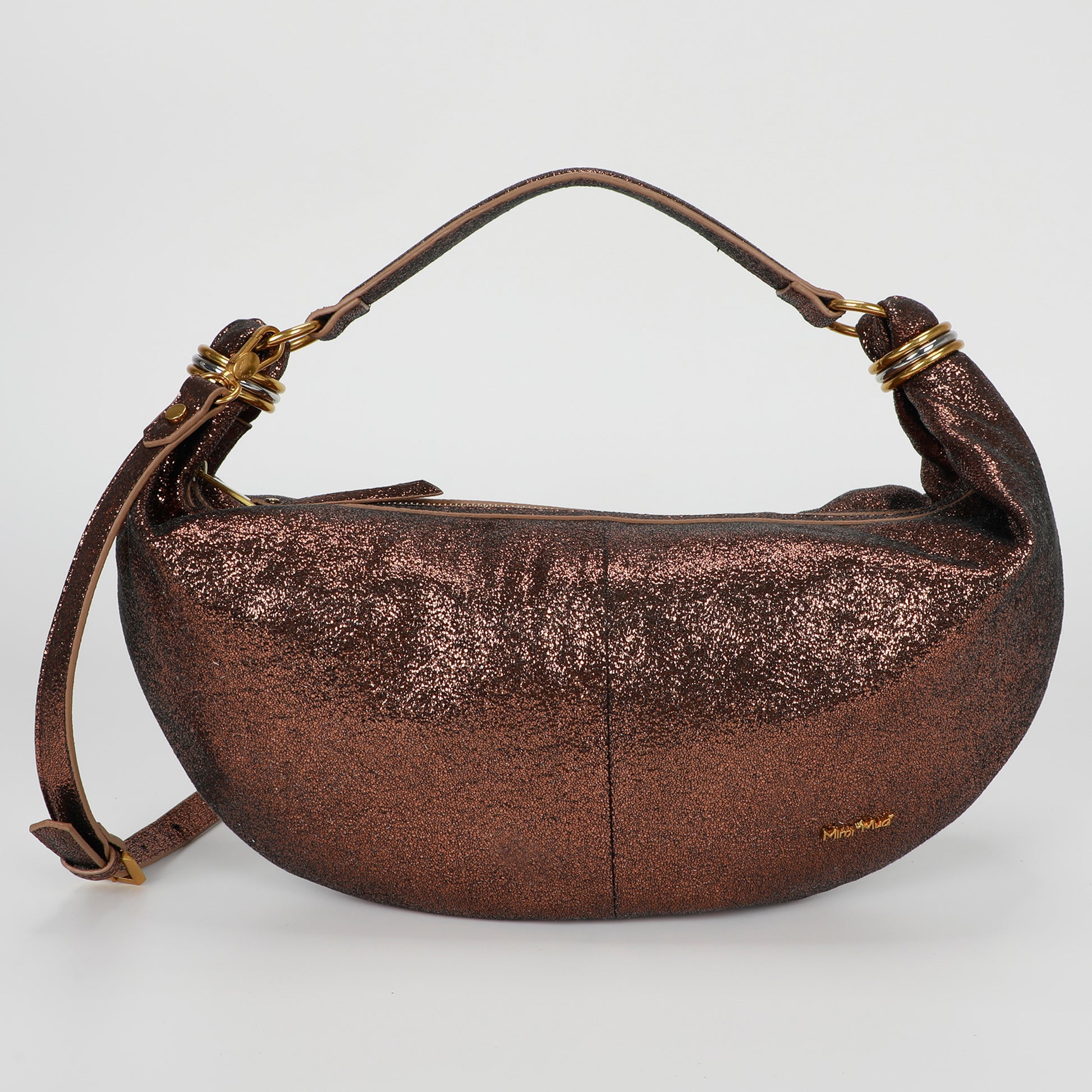 BORSA A SPALLA PICCOLA CON ANELLI AI MANICI