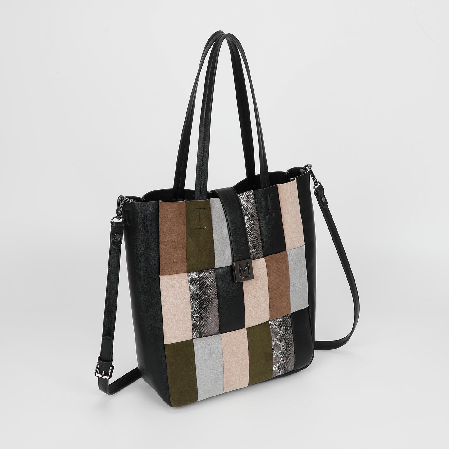 BORSA SHOPPER PATCHWORK VERTICALI