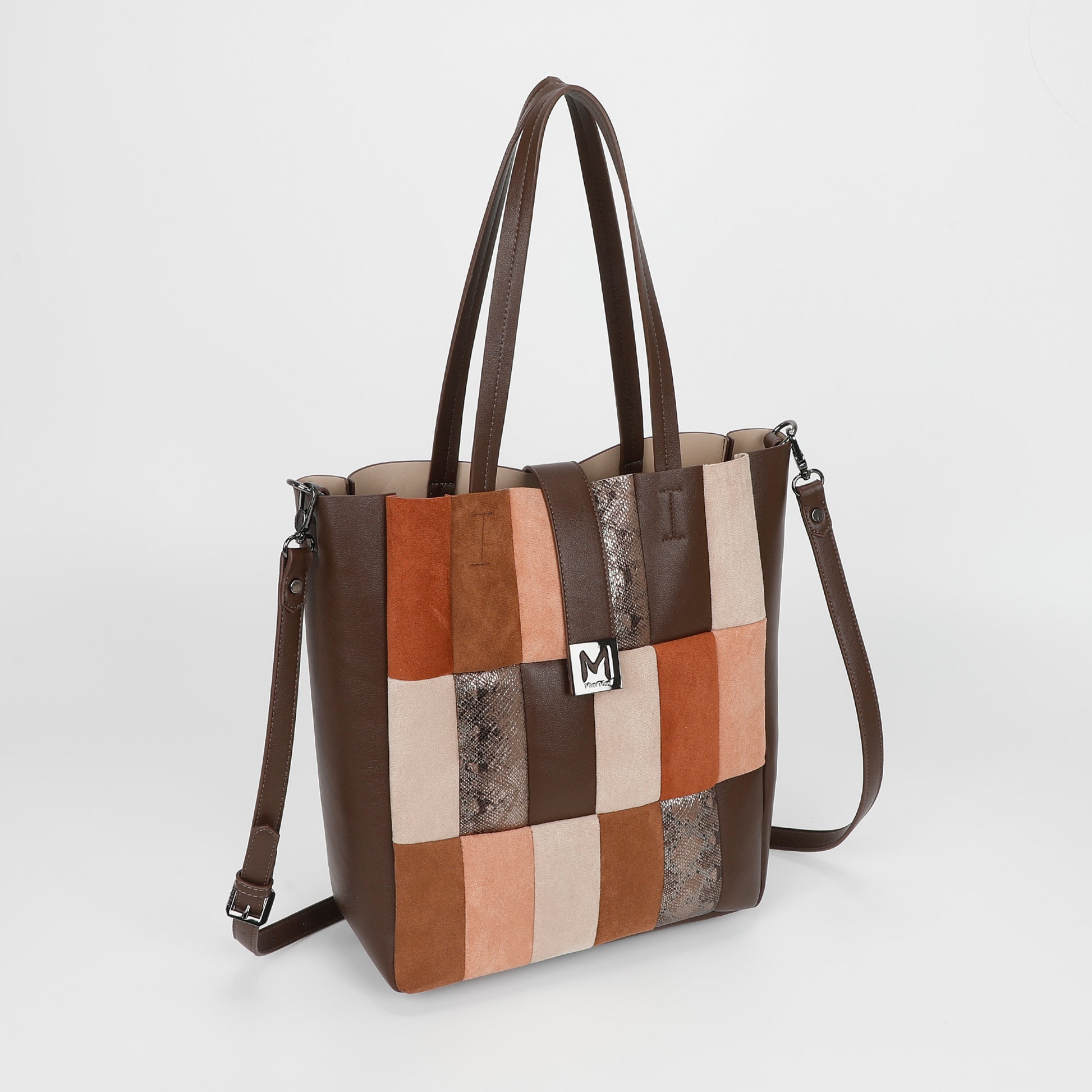 BORSA SHOPPER PATCHWORK VERTICALI