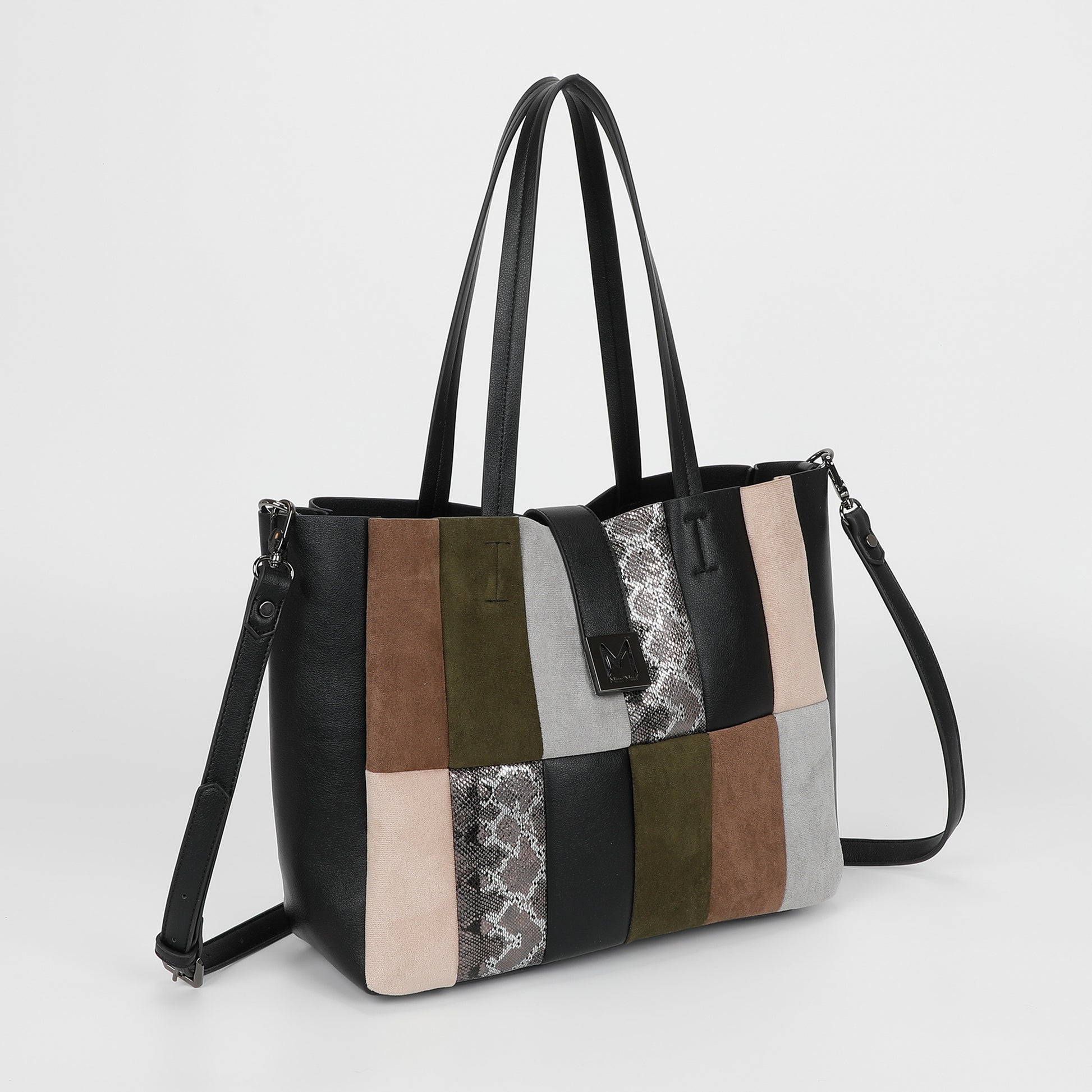 BORSA A SPALLA PATCHWORK VERTICALI