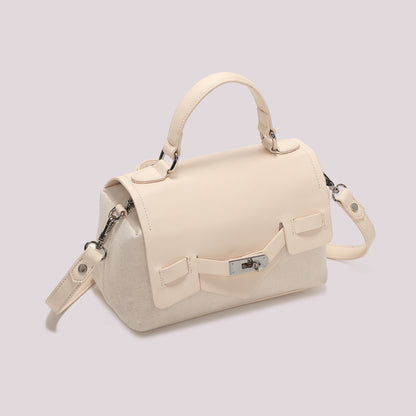 BORSA BAULETTO CON PATTA E CANVAS