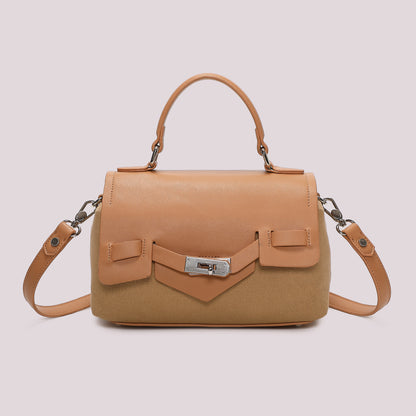 BORSA BAULETTO CON PATTA E CANVAS