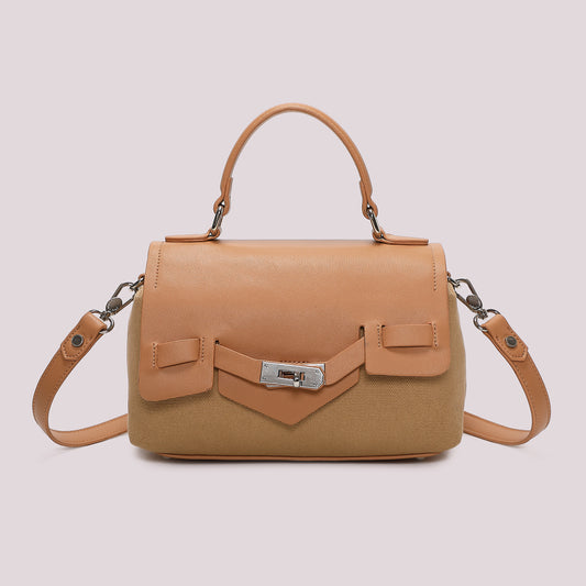 BORSA BAULETTO CON PATTA E CANVAS