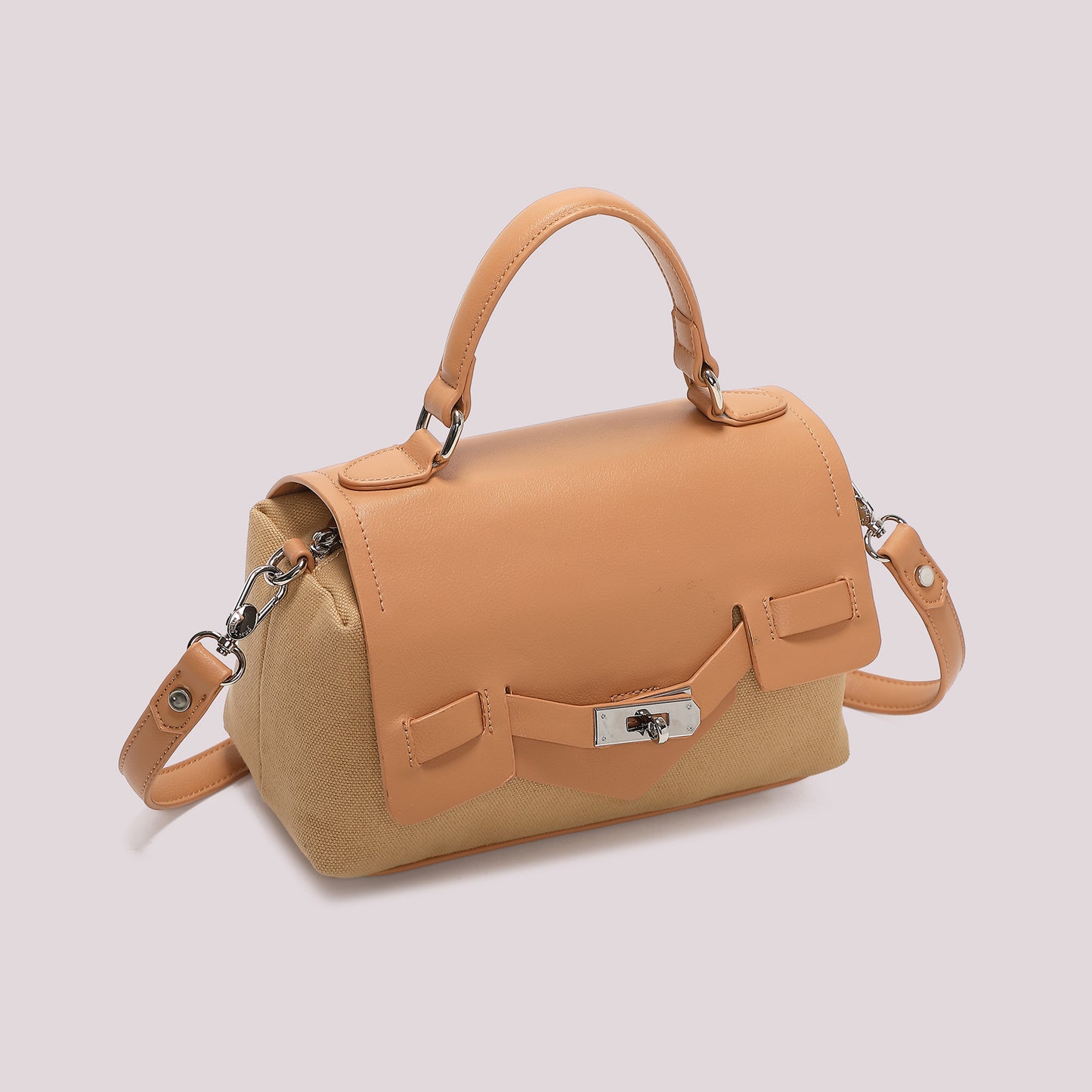BORSA BAULETTO CON PATTA E CANVAS