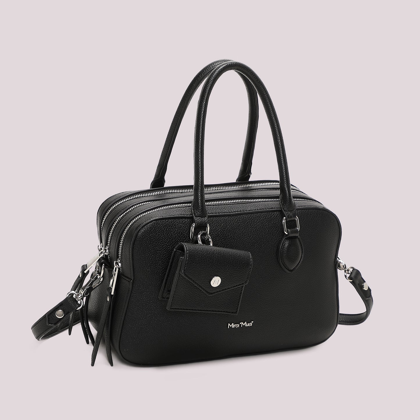 BORSA A SPALLA CON 3 ZIP E BORSINA IN MINIATURA