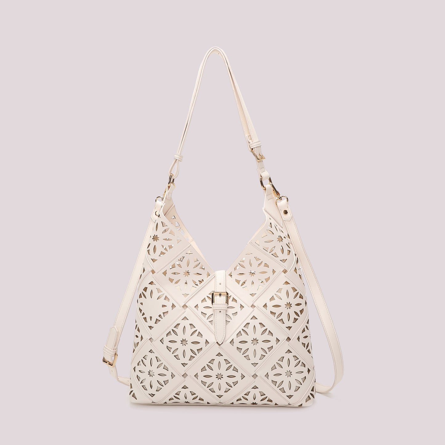 BORSA A SPALLA CON MOTIVO TRAFORATO