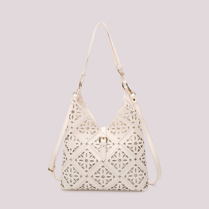 BORSA A SPALLA CON MOTIVO TRAFORATO