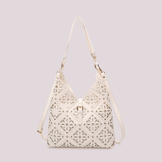 BORSA A SPALLA CON MOTIVO TRAFORATO