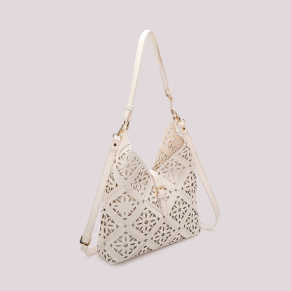 BORSA A SPALLA CON MOTIVO TRAFORATO