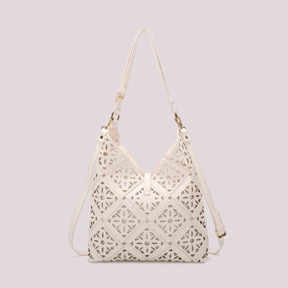 BORSA A SPALLA CON MOTIVO TRAFORATO