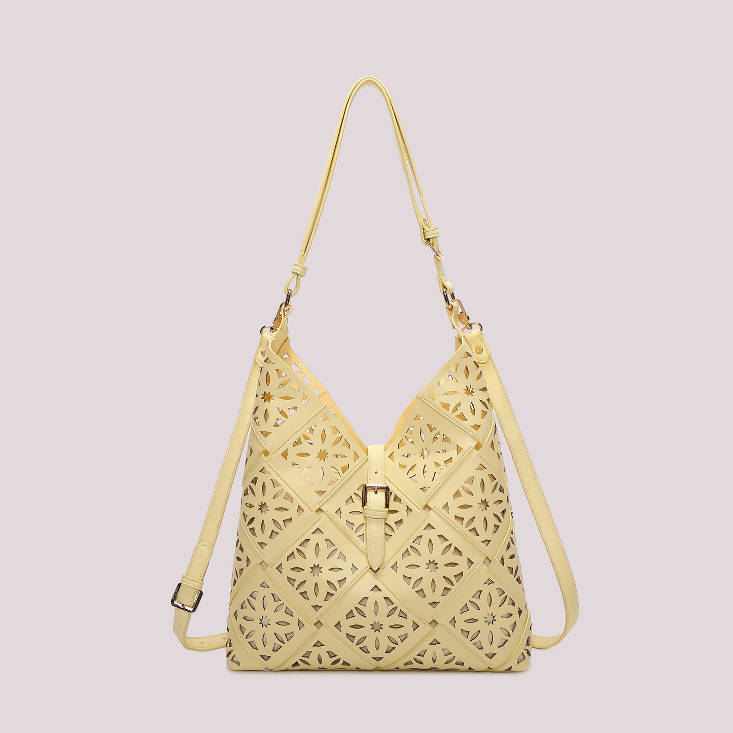 BORSA A SPALLA CON MOTIVO TRAFORATO