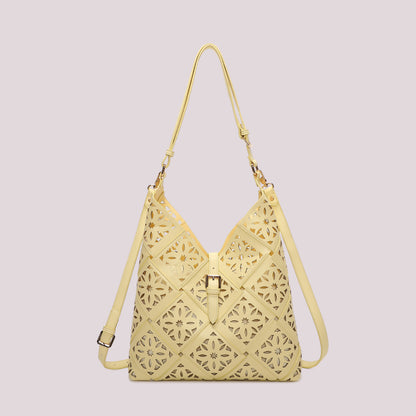 BORSA A SPALLA CON MOTIVO TRAFORATO