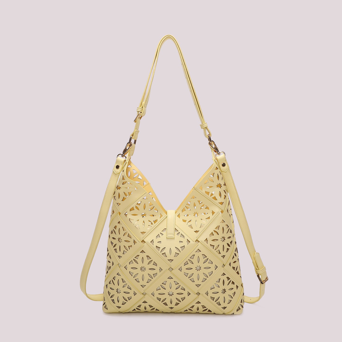 BORSA A SPALLA CON MOTIVO TRAFORATO