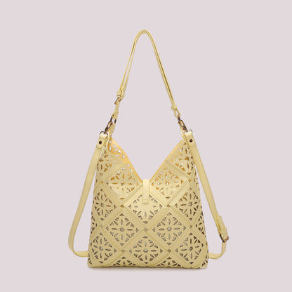 BORSA A SPALLA CON MOTIVO TRAFORATO