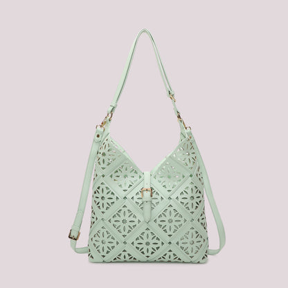 BORSA A SPALLA CON MOTIVO TRAFORATO