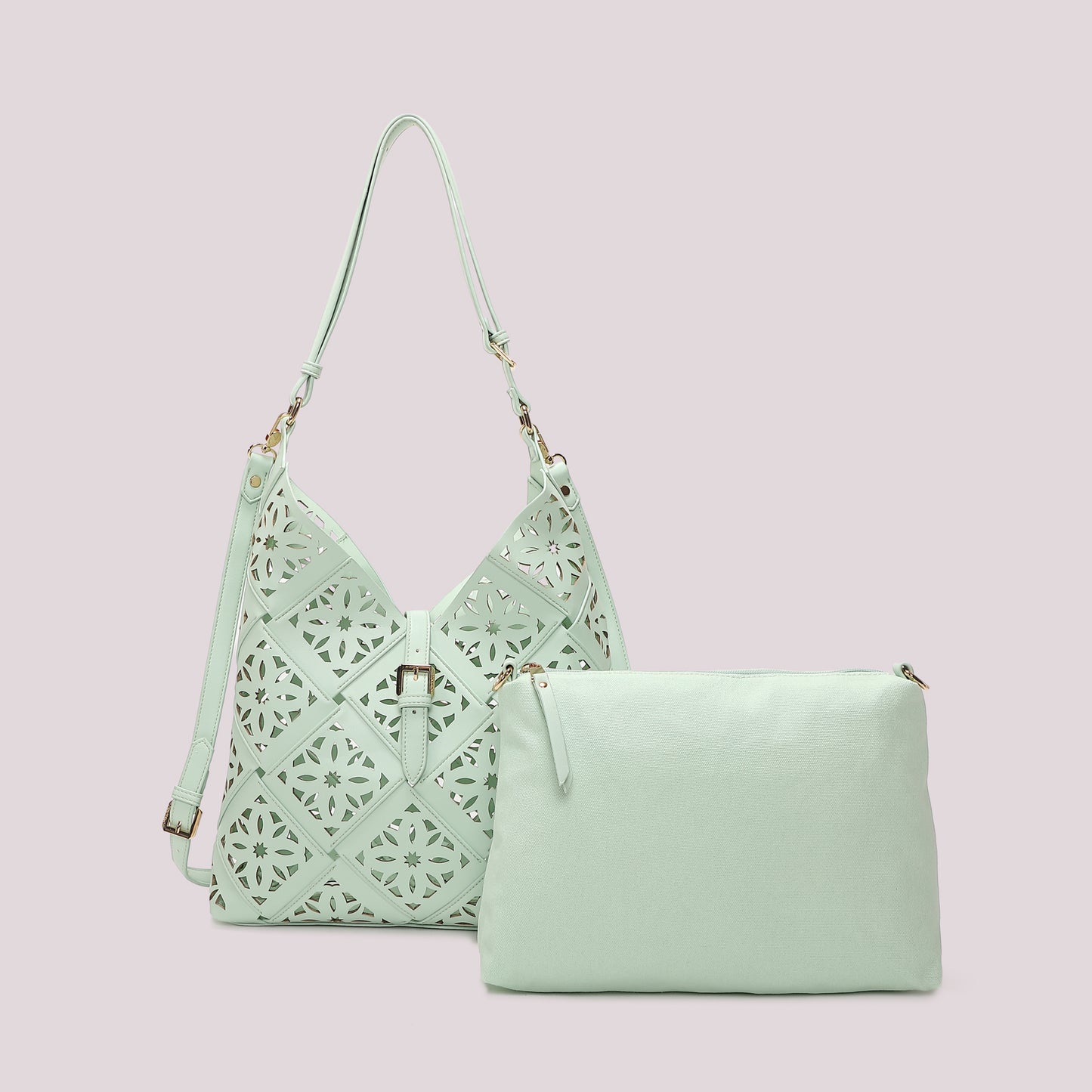 BORSA A SPALLA CON MOTIVO TRAFORATO