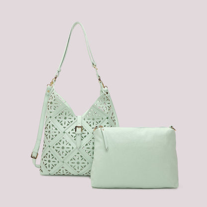 BORSA A SPALLA CON MOTIVO TRAFORATO