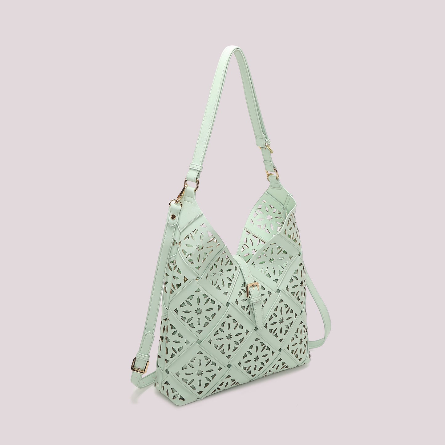 BORSA A SPALLA CON MOTIVO TRAFORATO