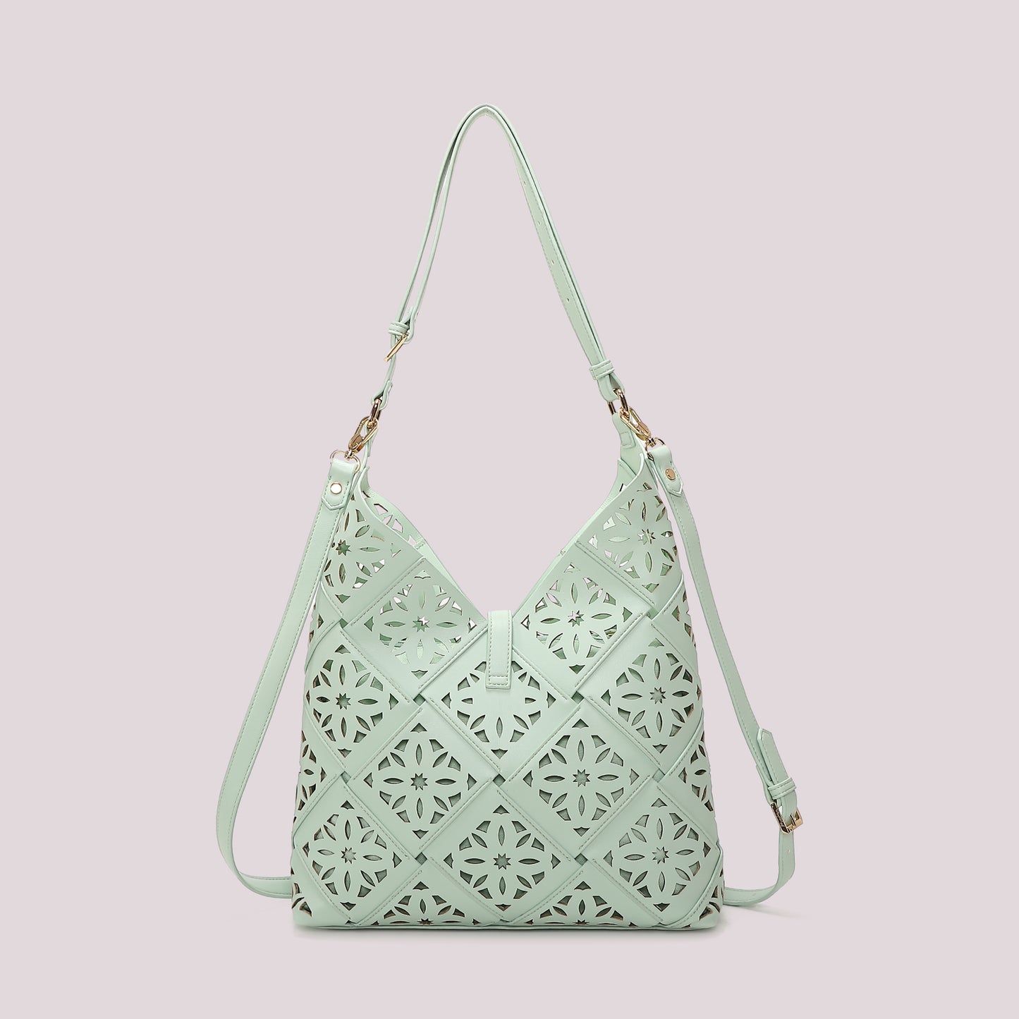 BORSA A SPALLA CON MOTIVO TRAFORATO