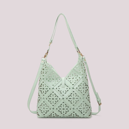 BORSA A SPALLA CON MOTIVO TRAFORATO