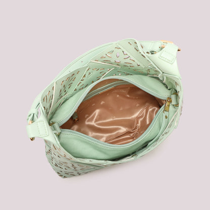 BORSA A SPALLA CON MOTIVO TRAFORATO