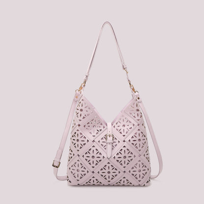 BORSA A SPALLA CON MOTIVO TRAFORATO