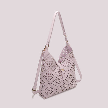 BORSA A SPALLA CON MOTIVO TRAFORATO