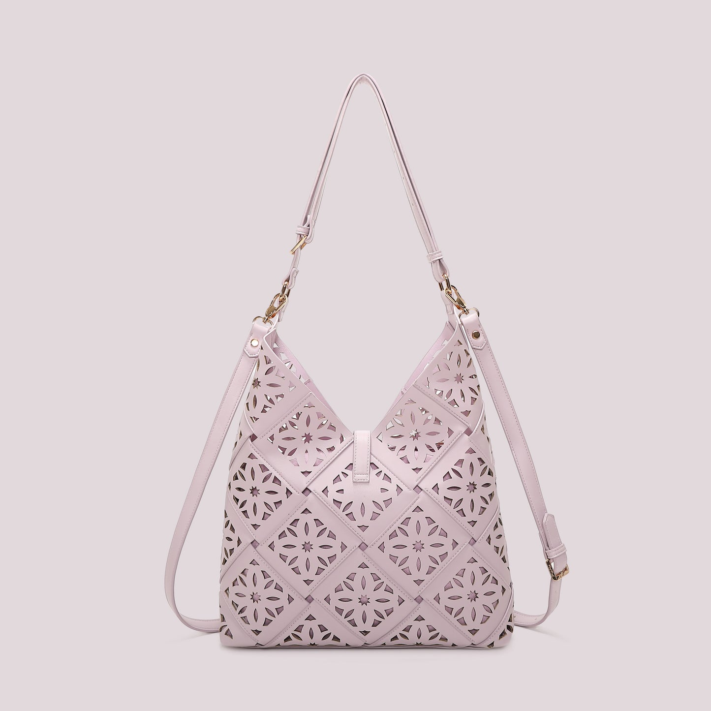 BORSA A SPALLA CON MOTIVO TRAFORATO