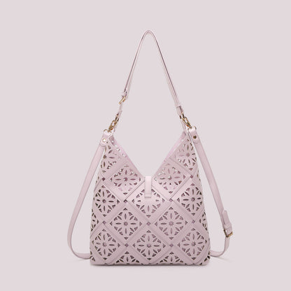 BORSA A SPALLA CON MOTIVO TRAFORATO