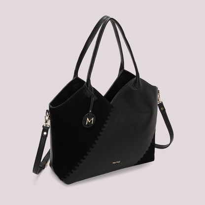 BORSA SHOPPING CON PATCH DIAGONALE EFFETTO CAMOSCIO