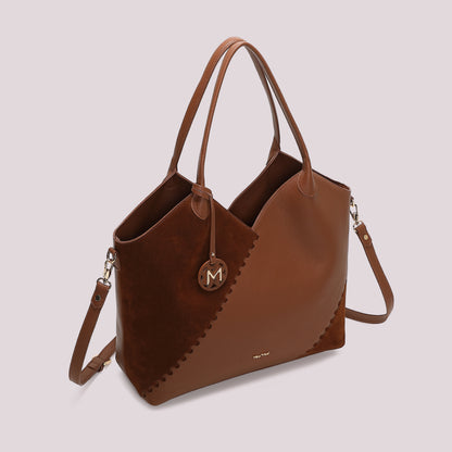 BORSA SHOPPING CON PATCH DIAGONALE EFFETTO CAMOSCIO