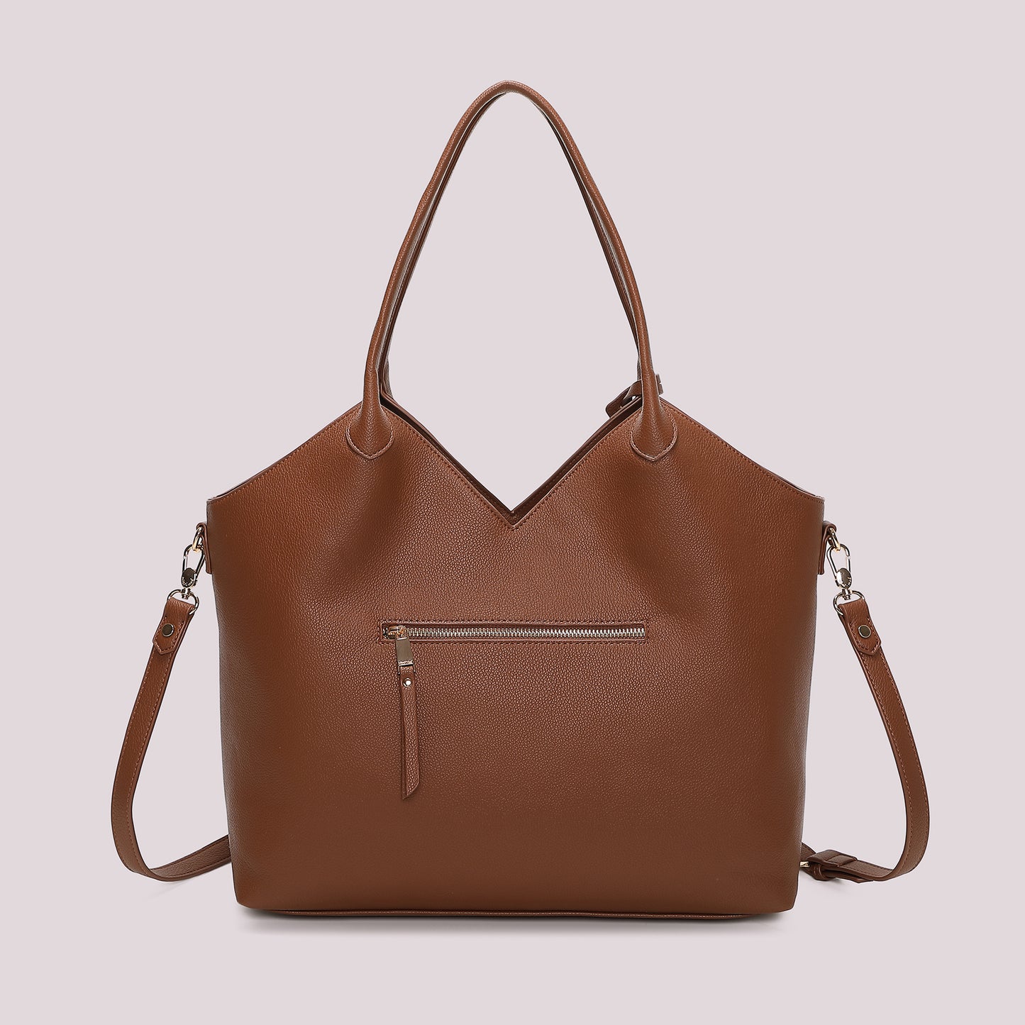 BORSA SHOPPING CON PATCH DIAGONALE EFFETTO CAMOSCIO