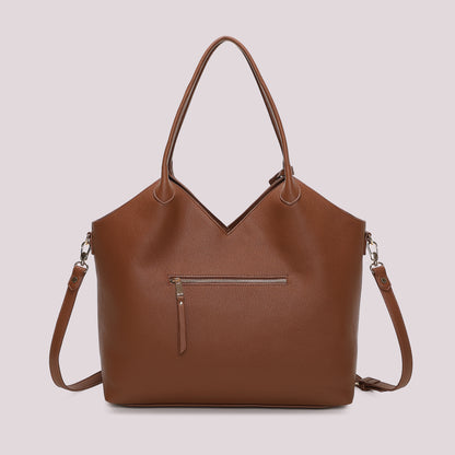 BORSA SHOPPING CON PATCH DIAGONALE EFFETTO CAMOSCIO