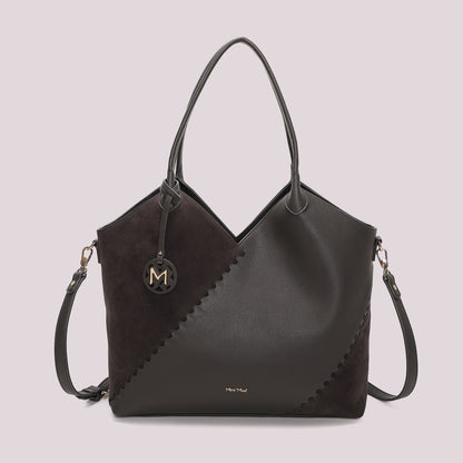 BORSA SHOPPING CON PATCH DIAGONALE EFFETTO CAMOSCIO
