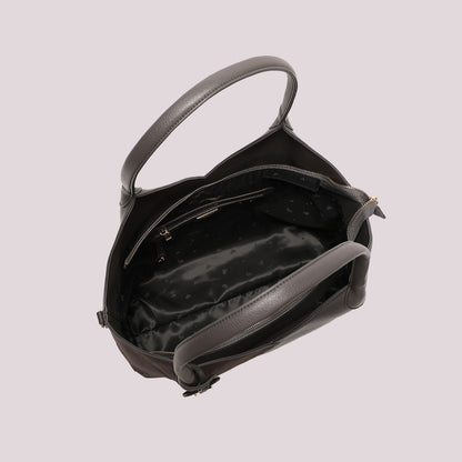BORSA SHOPPING CON PATCH DIAGONALE EFFETTO CAMOSCIO