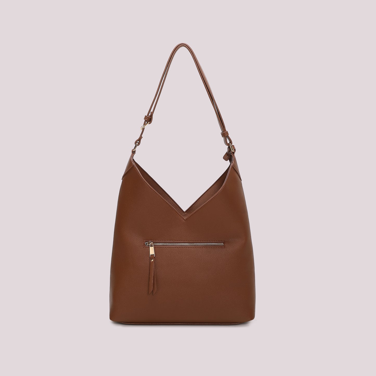 BORSA A SPALLA CON PATCH DIAGONALE EFFETTO CAMOSCIO