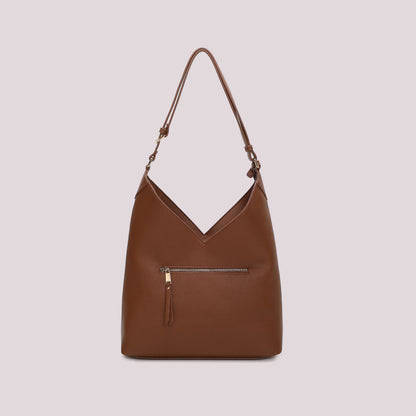 BORSA A SPALLA CON PATCH DIAGONALE EFFETTO CAMOSCIO