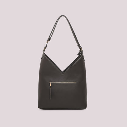 BORSA A SPALLA CON PATCH DIAGONALE EFFETTO CAMOSCIO