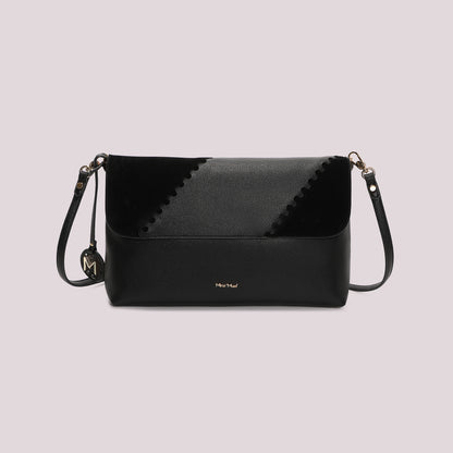 BORSA A BUSTA CON PATCH DIAGONALE EFFETTO CAMOSCIO