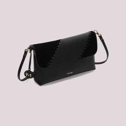 BORSA A BUSTA CON PATCH DIAGONALE EFFETTO CAMOSCIO