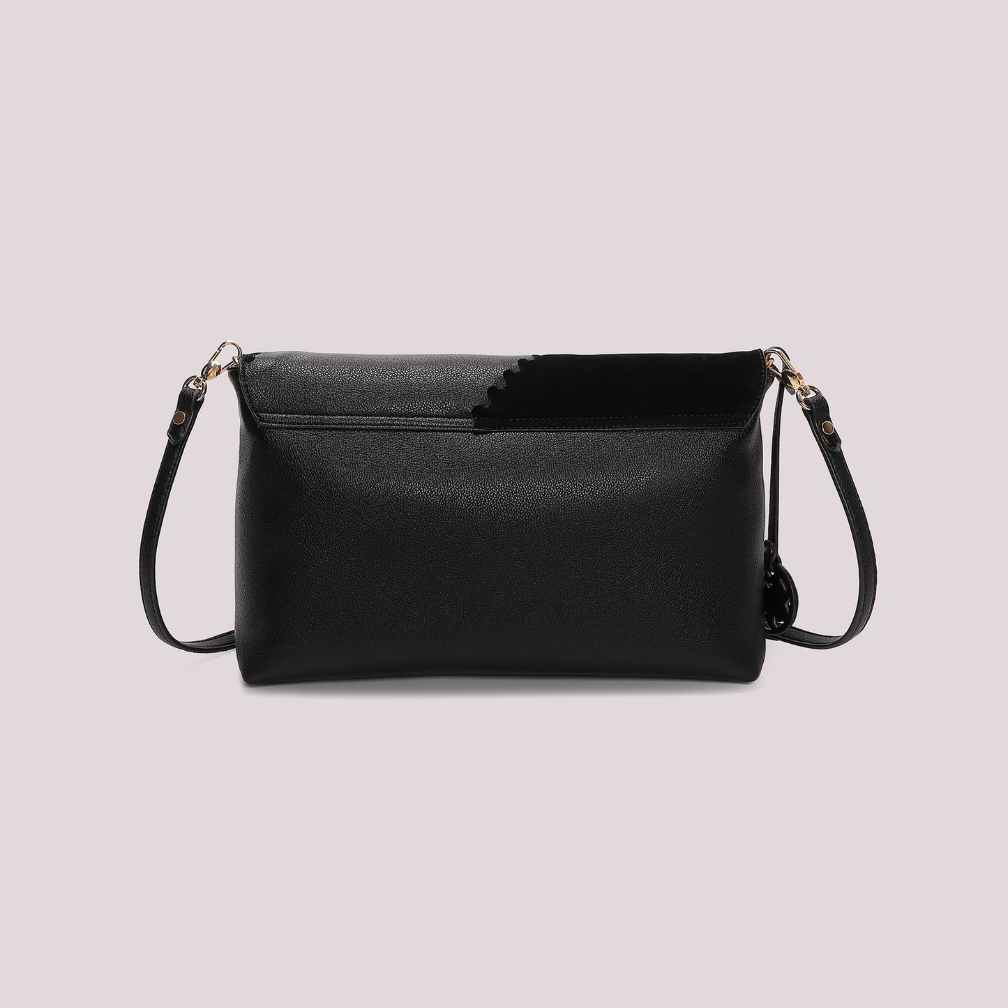 BORSA A BUSTA CON PATCH DIAGONALE EFFETTO CAMOSCIO
