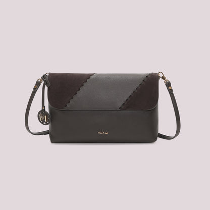 BORSA A BUSTA CON PATCH DIAGONALE EFFETTO CAMOSCIO