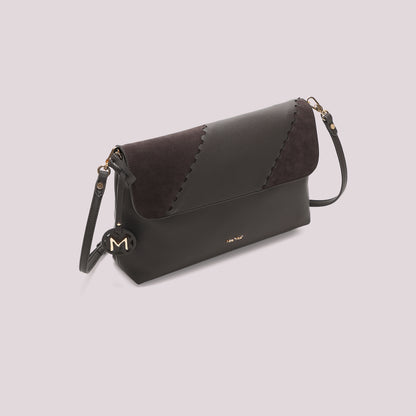 BORSA A BUSTA CON PATCH DIAGONALE EFFETTO CAMOSCIO