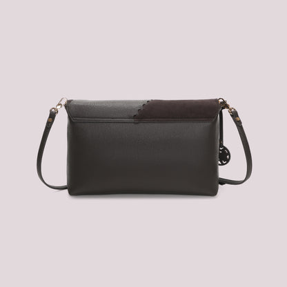 BORSA A BUSTA CON PATCH DIAGONALE EFFETTO CAMOSCIO
