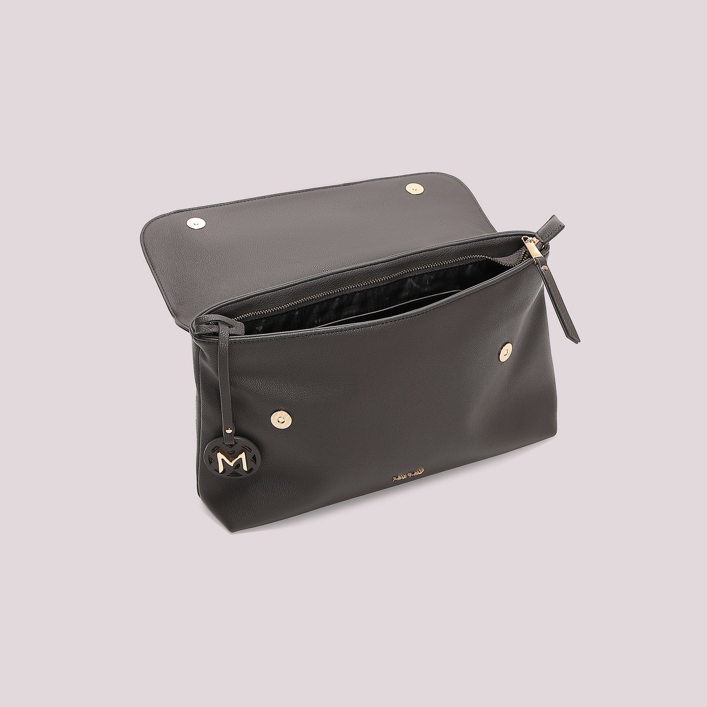 BORSA A BUSTA CON PATCH DIAGONALE EFFETTO CAMOSCIO