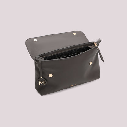 BORSA A BUSTA CON PATCH DIAGONALE EFFETTO CAMOSCIO